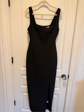 Princess Polly Black Sleeveless Midi Dress with Front Slit